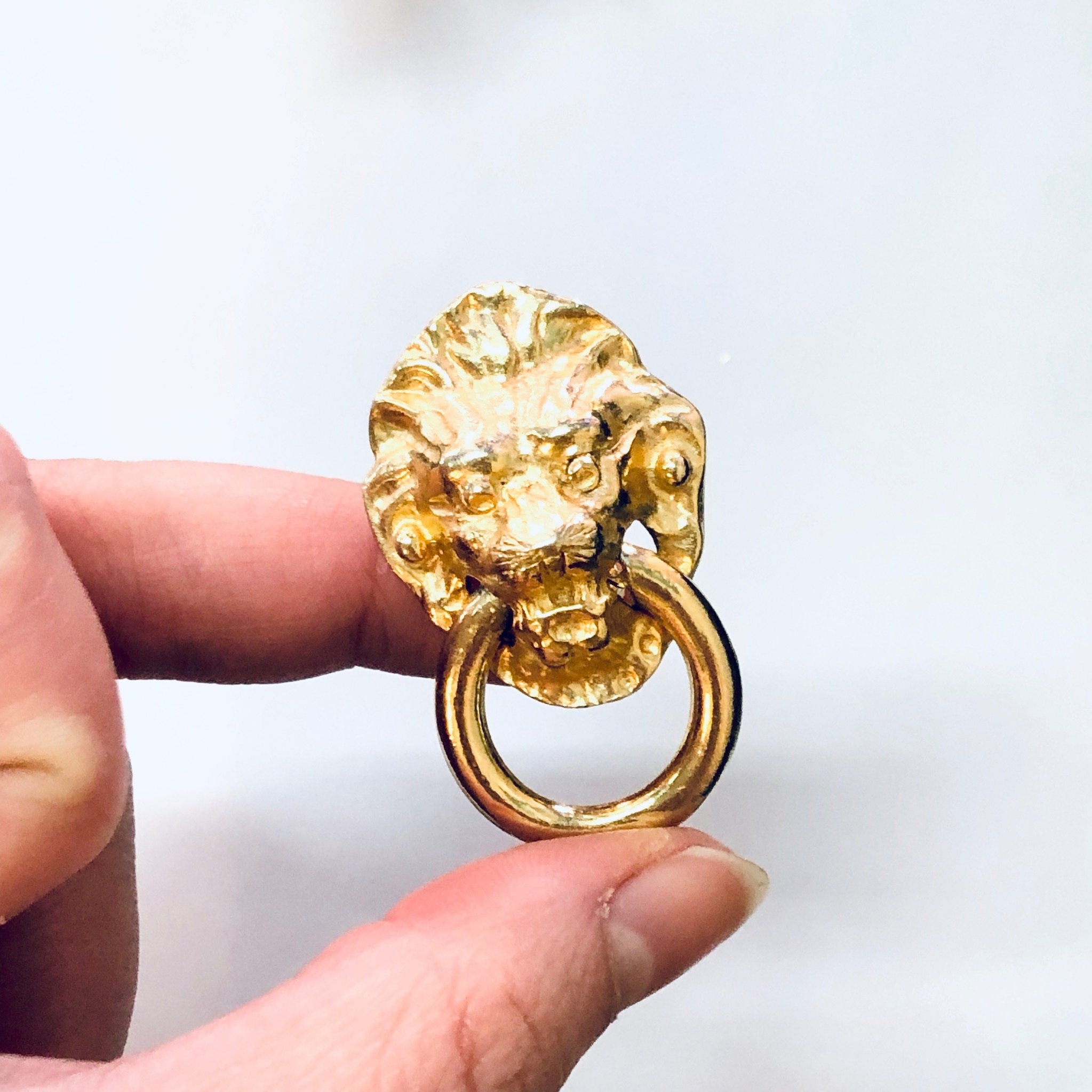 Vintage Earrings, Clip On Earrings, Lion Door Knocker Earrings, Large Earrings, Costume Jewelry, Gold Toned Earrings, Vintage Jewelry, Lion