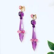 Vintage Earrings, Clip On Earrings, Statement Jewelry, Purple Earrings, Large Earrings, Plastic Jewelry, Unique Jewelry, Vintage Jewelry