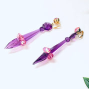 Vintage Earrings, Clip On Earrings, Statement Jewelry, Purple Earrings, Large Earrings, Plastic Jewelry, Unique Jewelry, Vintage Jewelry