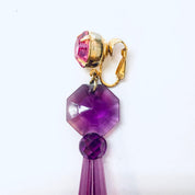 Vintage Earrings, Clip On Earrings, Statement Jewelry, Purple Earrings, Large Earrings, Plastic Jewelry, Unique Jewelry, Vintage Jewelry