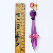Vintage Earrings, Clip On Earrings, Statement Jewelry, Purple Earrings, Large Earrings, Plastic Jewelry, Unique Jewelry, Vintage Jewelry