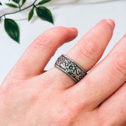 Vintage Silver Ring, Band Ring, Floral Design, Flower Ring, Vintage Jewelry, Sterling Ring, Thick Band, Unique Jewelry, Floral Ring, 925