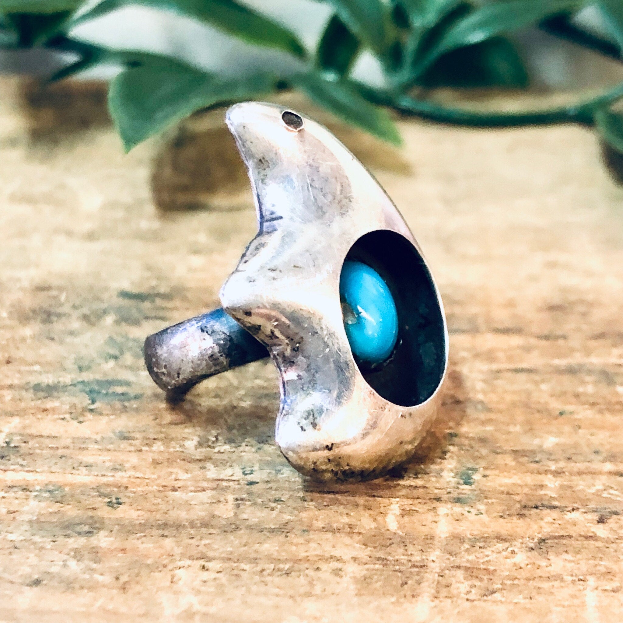 Vintage Ring, Silver Ring, Turquoise Ring, Turquoise Jewelry, Vintage Jewelry, Blue and Silver, Unique Ring, Abstract Jewelry, Southwestern