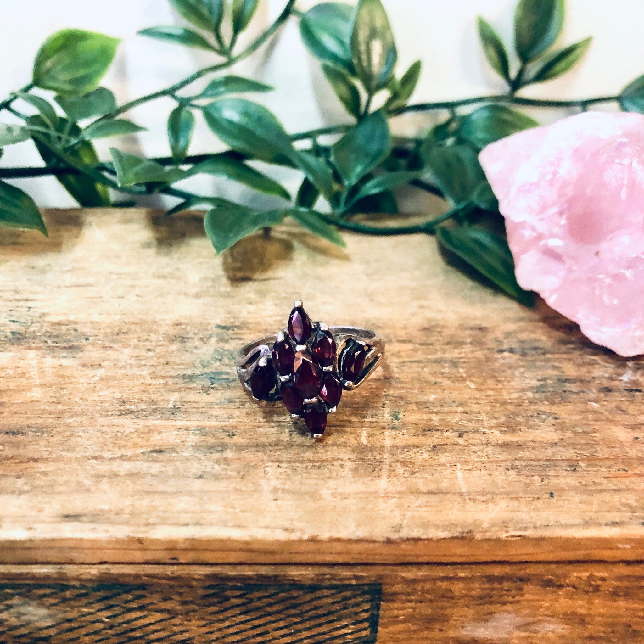 Vintage Ring, Silver Ring, Red Gemstone, Red and Silver, Statement Jewelry, Large Ring, Vintage Jewelry, Unique Ring, Dark Red Gemstone, 925