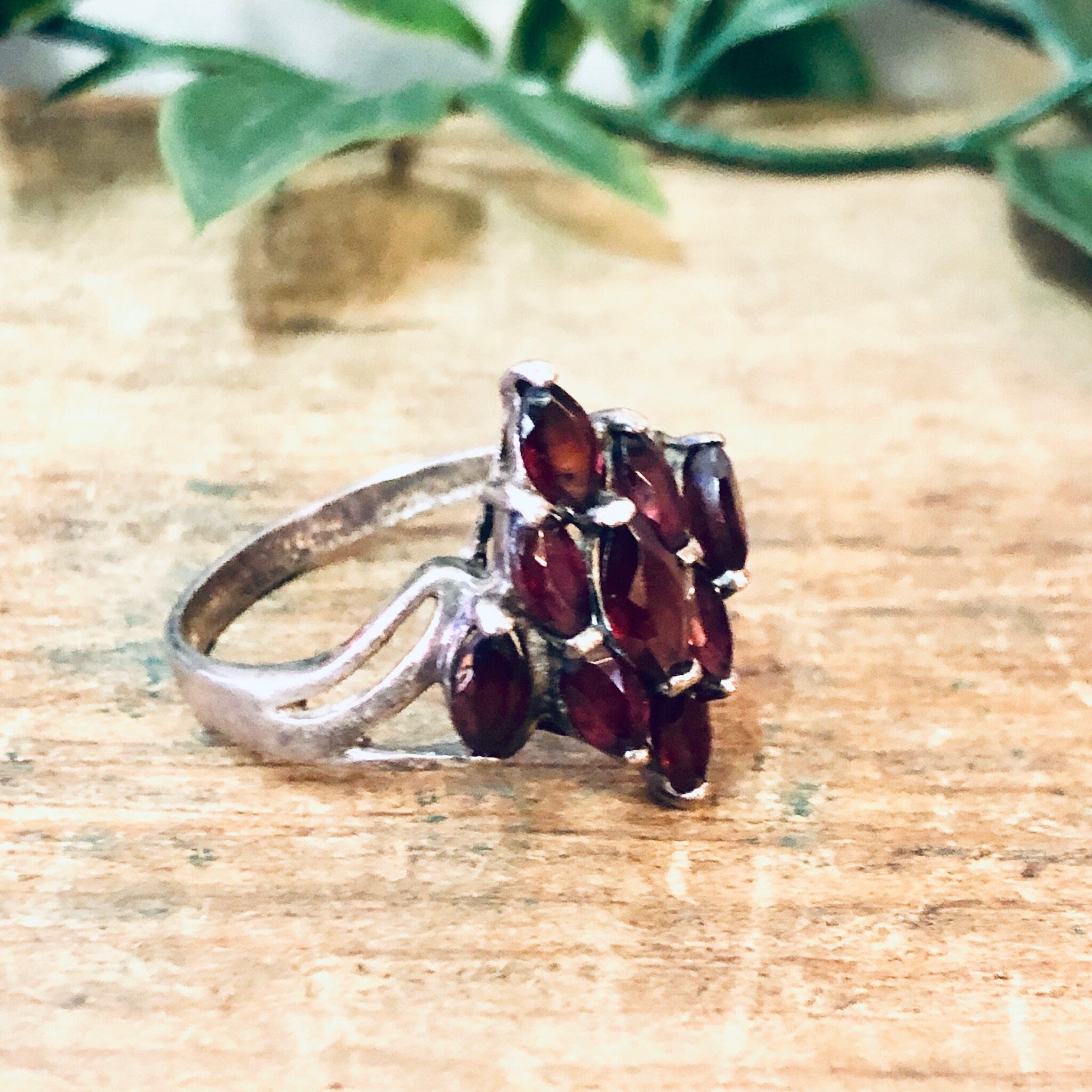 Vintage Ring, Silver Ring, Red Gemstone, Red and Silver, Statement Jewelry, Large Ring, Vintage Jewelry, Unique Ring, Dark Red Gemstone, 925