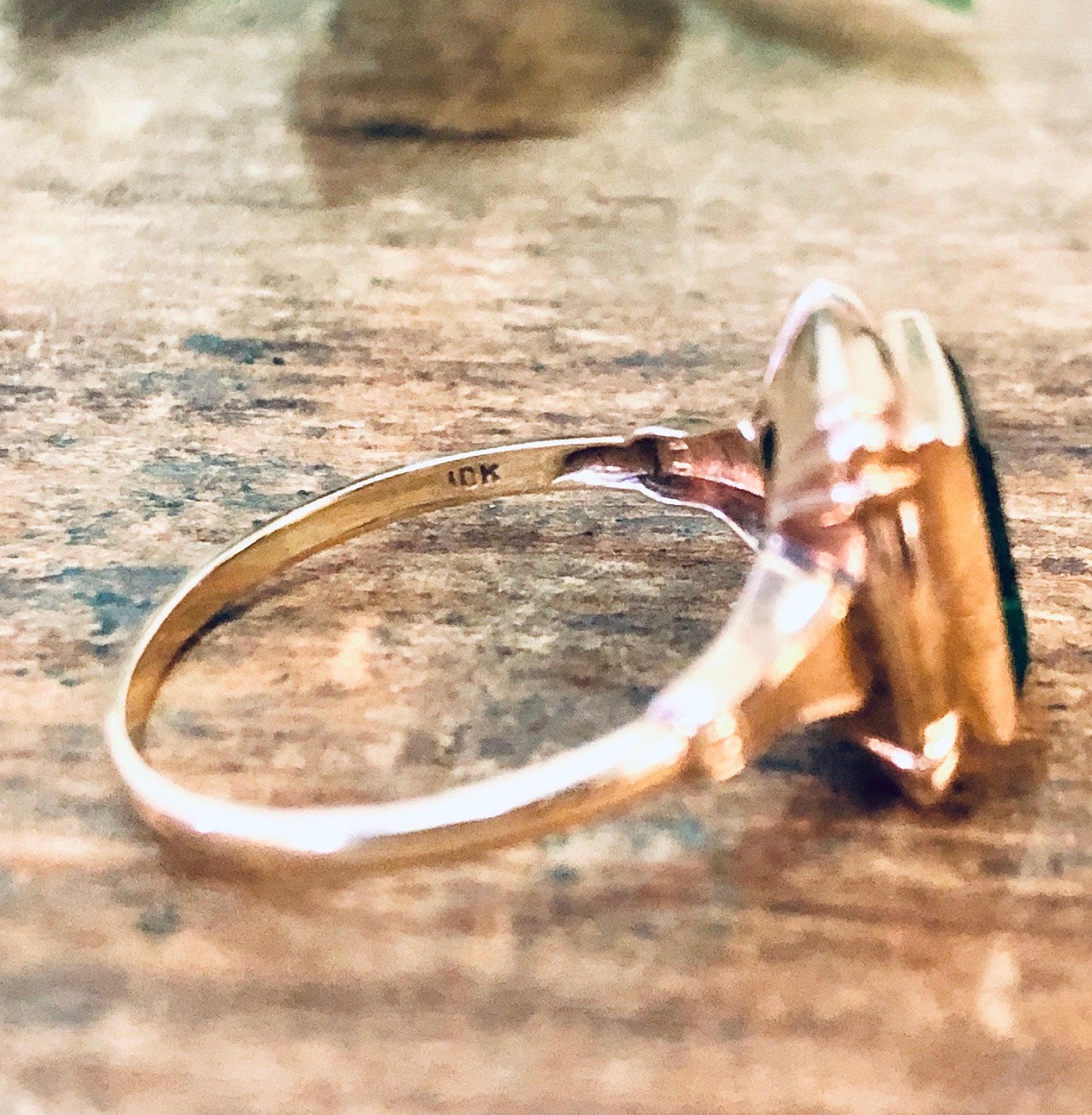 Vintage Ring, Gold Ring, 10 Karat Gold, 10K Gold Ring, Engagement Jewelry, Vintage Jewelry, Emerald Ring, Green and Gold, Promise Ring, Gold
