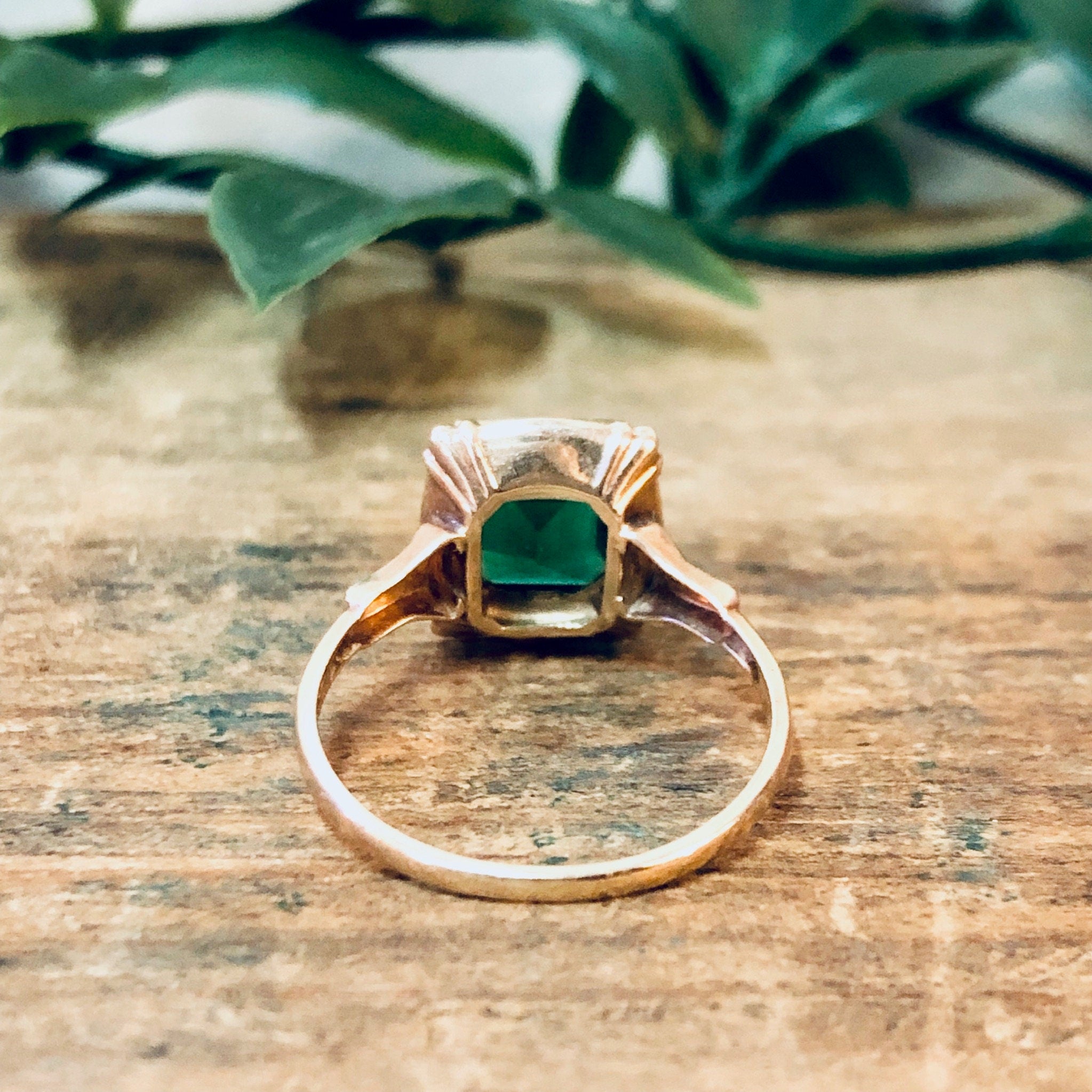 Vintage Ring, Gold Ring, 10 Karat Gold, 10K Gold Ring, Engagement Jewelry, Vintage Jewelry, Emerald Ring, Green and Gold, Promise Ring, Gold