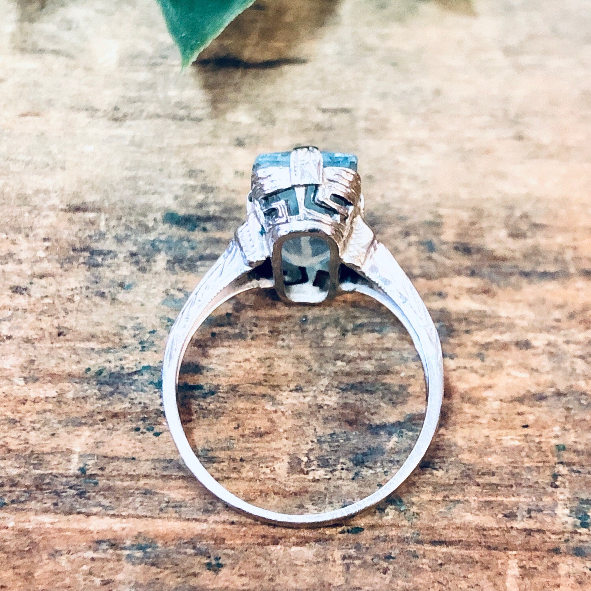 Vintage Ring, Engagement Ring, 18K Gold Ring, 18K White Gold, Aquamarine Ring, Light Blue Ring, White Gold Jewelry, Vintage Jewelry, Antique