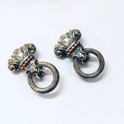Vintage Earrings, Clip On Earrings, Door Knocker Earrings, Retro Jewelry, Costume Jewelry, Vintage Jewelry, Statement Earrings, Silver Toned