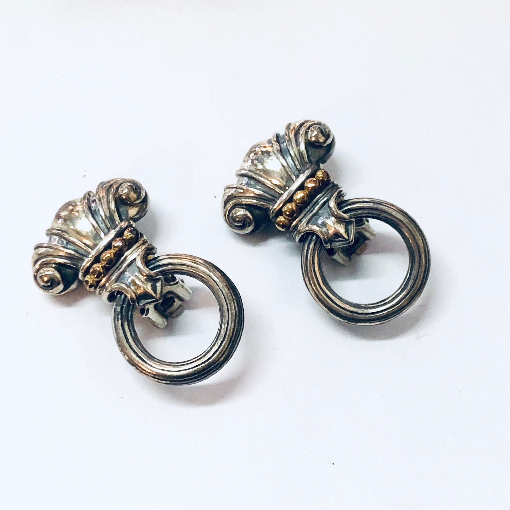 Vintage Earrings, Clip On Earrings, Door Knocker Earrings, Retro Jewelry, Costume Jewelry, Vintage Jewelry, Statement Earrings, Silver Toned