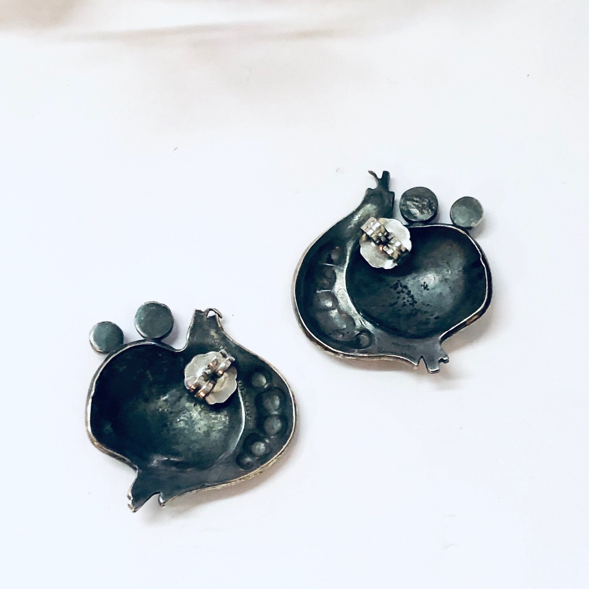 Vintage Earrings, Silver Earrings, Abstract jewelry, Statement Jewelry, Pierced Ears, Purple Gemstones, Silver and Purple, Large earrings