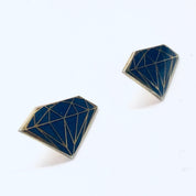 Vintage Earrings, Isle of Shye, Diamond Earrings, Diamond Shaped, Blue Earrings, Costume Jewelry, Souvenir, Statement Earrings, Pierced ears