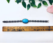 Vintage Bracelet, Turquoise Bracelet, Marcasite Jewelry, Silver Bracelet, Blue and Silver, Vintage Jewelry, Link Bracelet, Sparkly Jewelry