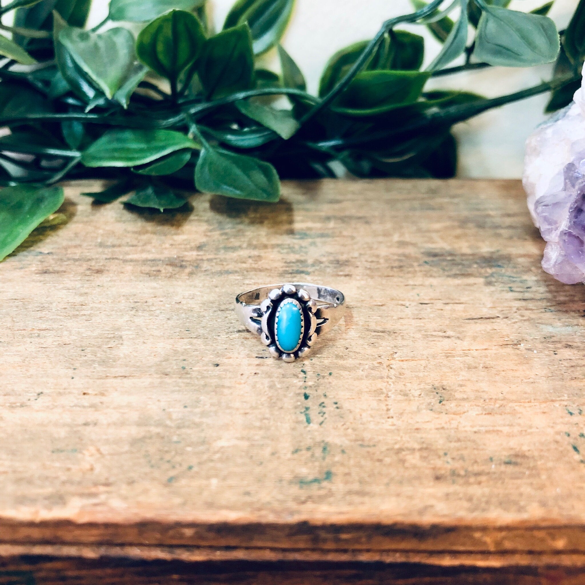 Vintage Silver Ring, Turquoise Ring, Small Ring, Pinky Ring, Vintage Jewelry, Southwestern Ring, Boho Style, Bohemian Jewelry, 925 Ring,