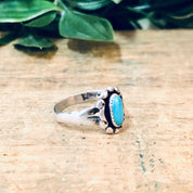 Vintage Silver Ring, Turquoise Ring, Small Ring, Pinky Ring, Vintage Jewelry, Southwestern Ring, Boho Style, Bohemian Jewelry, 925 Ring,