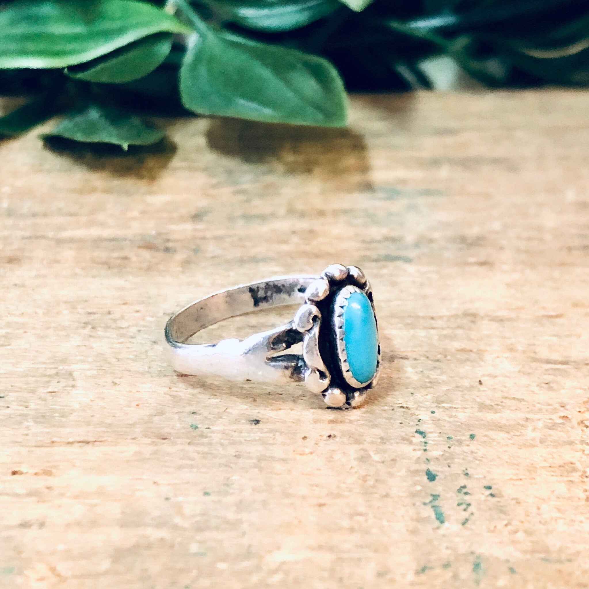 Vintage Silver Ring, Turquoise Ring, Small Ring, Pinky Ring, Vintage Jewelry, Southwestern Ring, Boho Style, Bohemian Jewelry, 925 Ring,