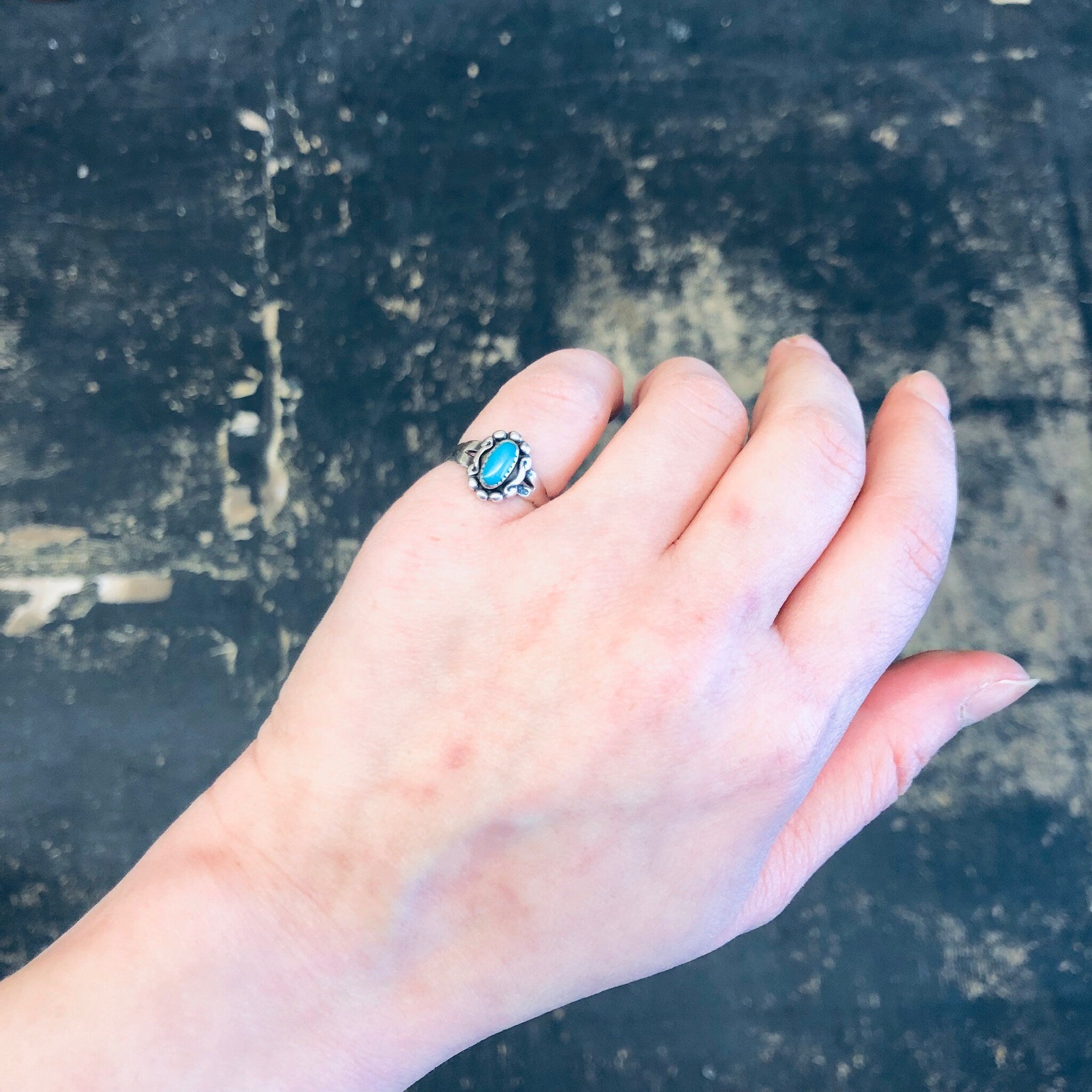 Vintage Silver Ring, Turquoise Ring, Small Ring, Pinky Ring, Vintage Jewelry, Southwestern Ring, Boho Style, Bohemian Jewelry, 925 Ring,