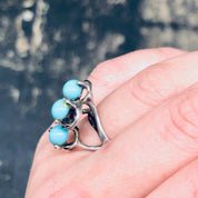 Vintage Silver Ring, Turquoise Ring, Turquoise Beads, Southwestern Ring, Vintage Jewelry, Unique Jewelry, Abstract Ring, 925 Ring, Blue Ring