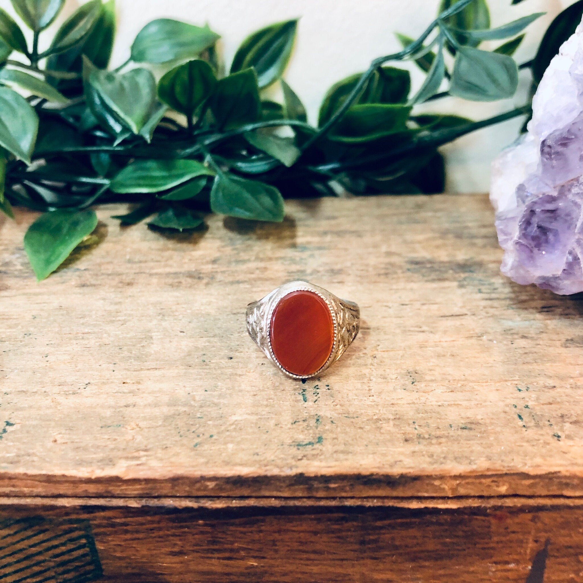 Vintage Silver Ring, Carnelian Stone, Red Carnelian, Dark Red Gemstone, Floral Design, Flower Ring, Unique Jewelry, 925 Ring, Silver and Red