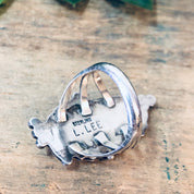 Vintage Silver Ring, Navajo Ring, Lee Larson Ring, Vintage Navajo, Signed Navajo, Mother Of Pearl Ring, Floral Ring, Boho Style, Bohemian