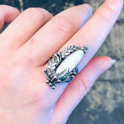 Vintage Silver Ring, Navajo Ring, Lee Larson Ring, Vintage Navajo, Signed Navajo, Mother Of Pearl Ring, Floral Ring, Boho Style, Bohemian