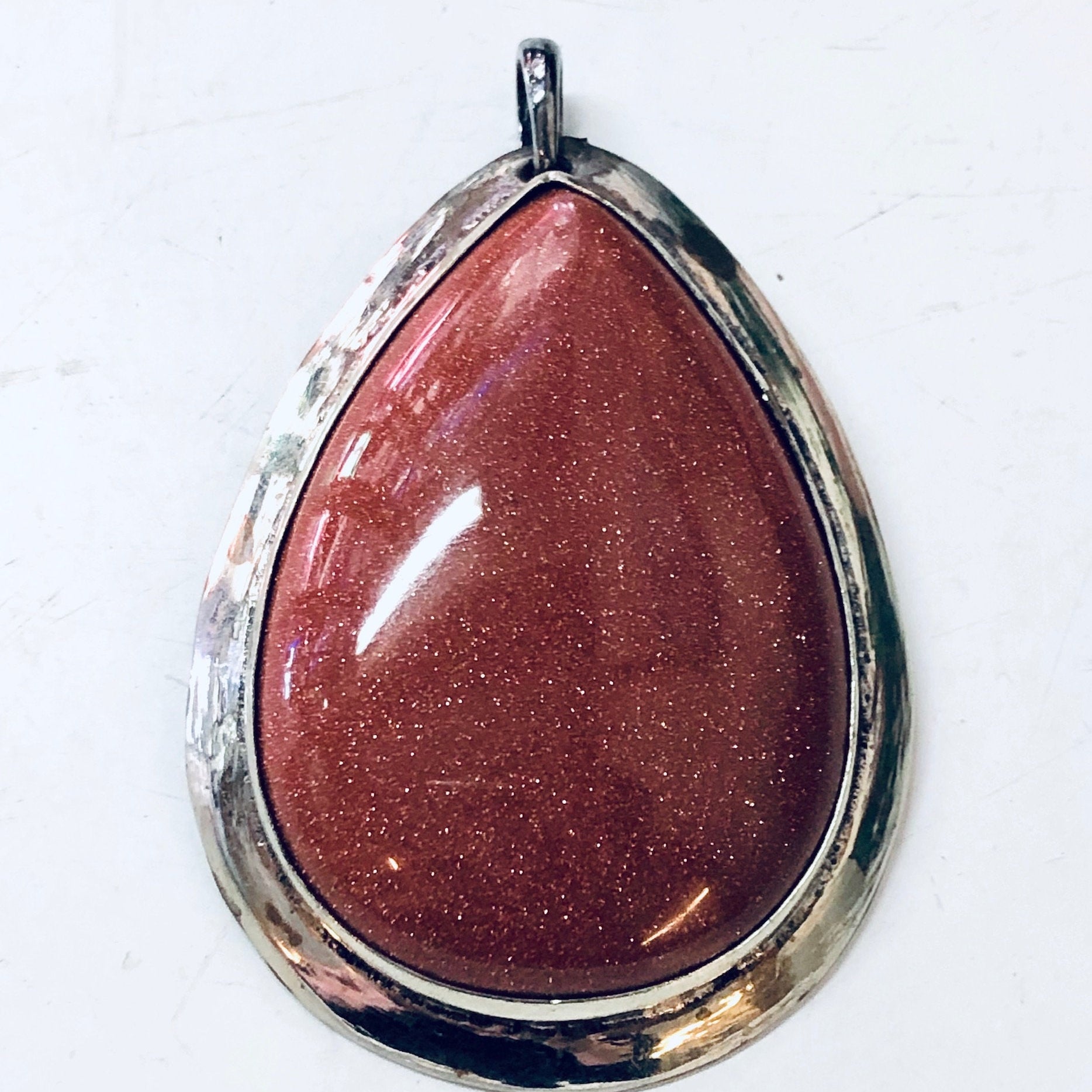 Large Pendant, Vintage Pendant, Vintage Necklace, Druzy Quartz, Metal Pendant, Polished Stone, Statement Jewelry, Sparkly Jewelry, Pendant