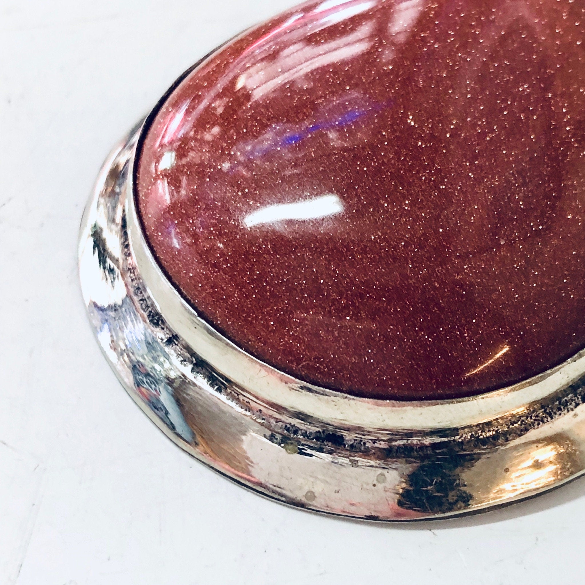 Large Pendant, Vintage Pendant, Vintage Necklace, Druzy Quartz, Metal Pendant, Polished Stone, Statement Jewelry, Sparkly Jewelry, Pendant