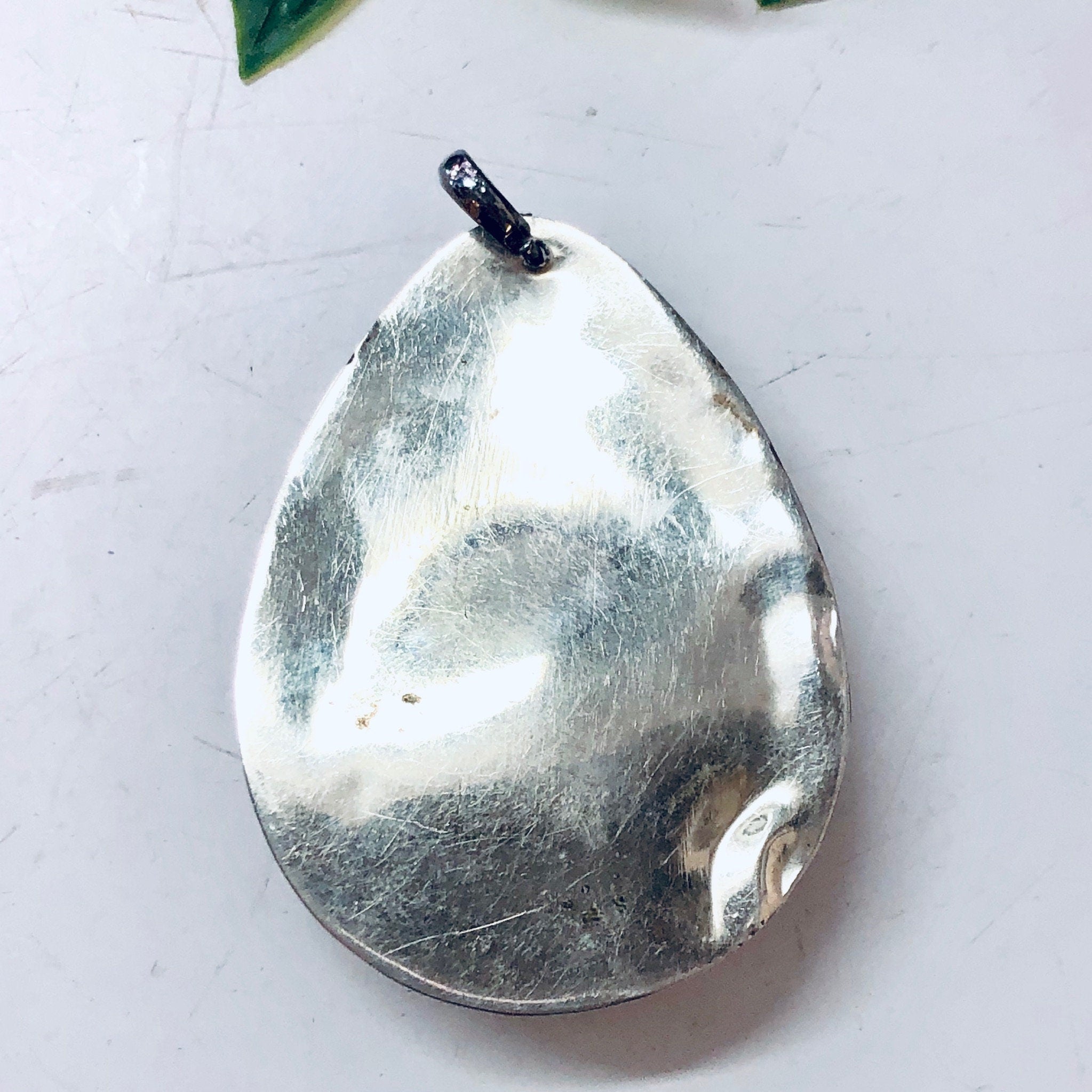 Large Pendant, Vintage Pendant, Vintage Necklace, Druzy Quartz, Metal Pendant, Polished Stone, Statement Jewelry, Sparkly Jewelry, Pendant
