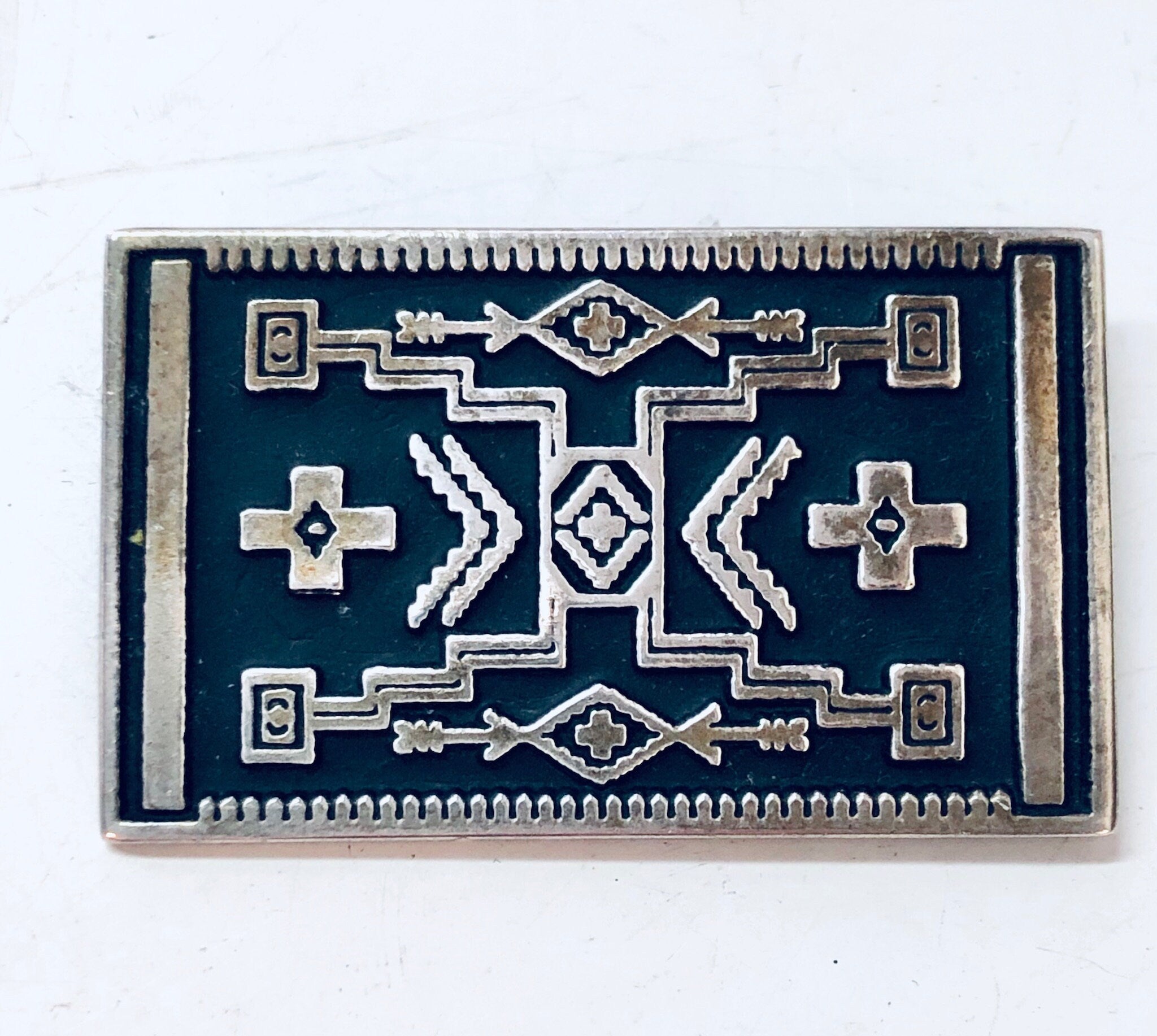 Vintage Brooch, Silver Brooch, Rug Brooch, Geometric Rub Pin, Vintage Pin, Vintage Jewelry, Small Pin, Unique Brooch, Mothers Day Gift, 925