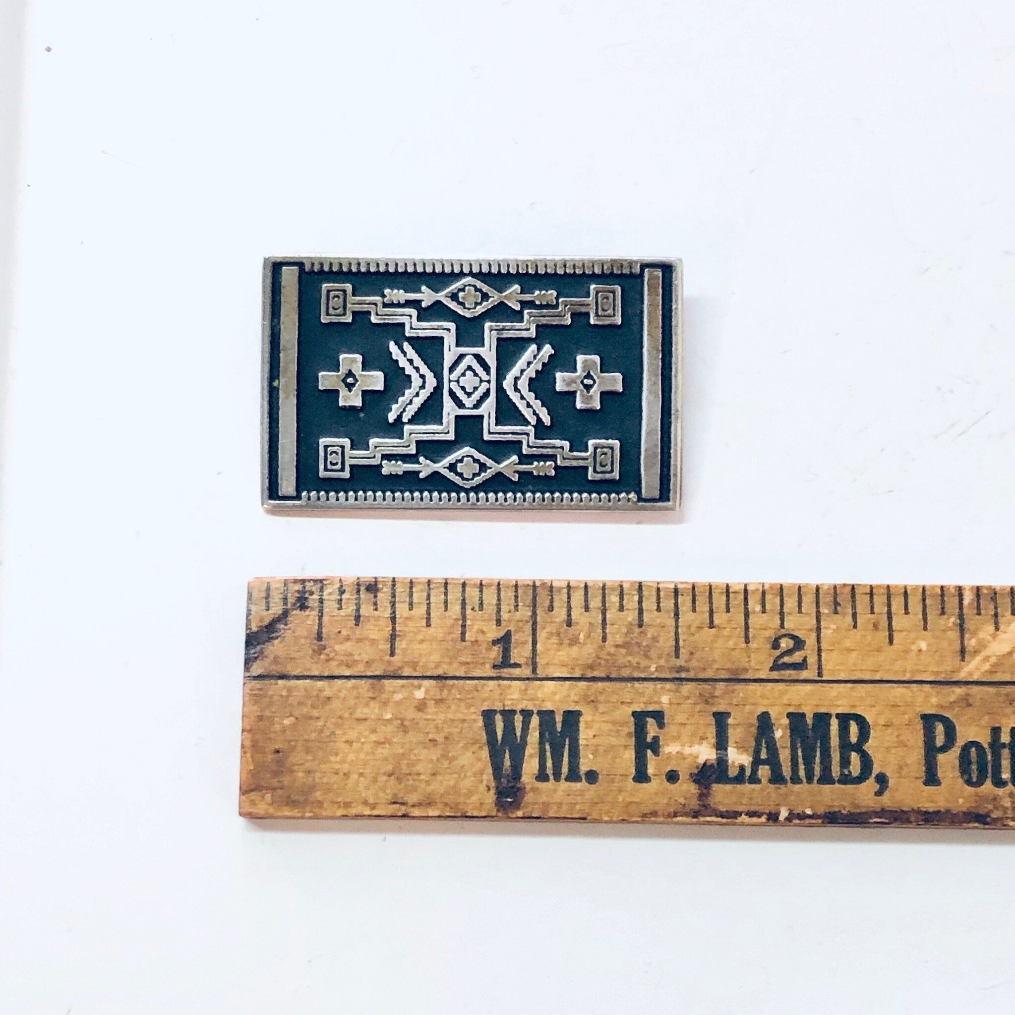 Vintage Brooch, Silver Brooch, Rug Brooch, Geometric Rub Pin, Vintage Pin, Vintage Jewelry, Small Pin, Unique Brooch, Mothers Day Gift, 925