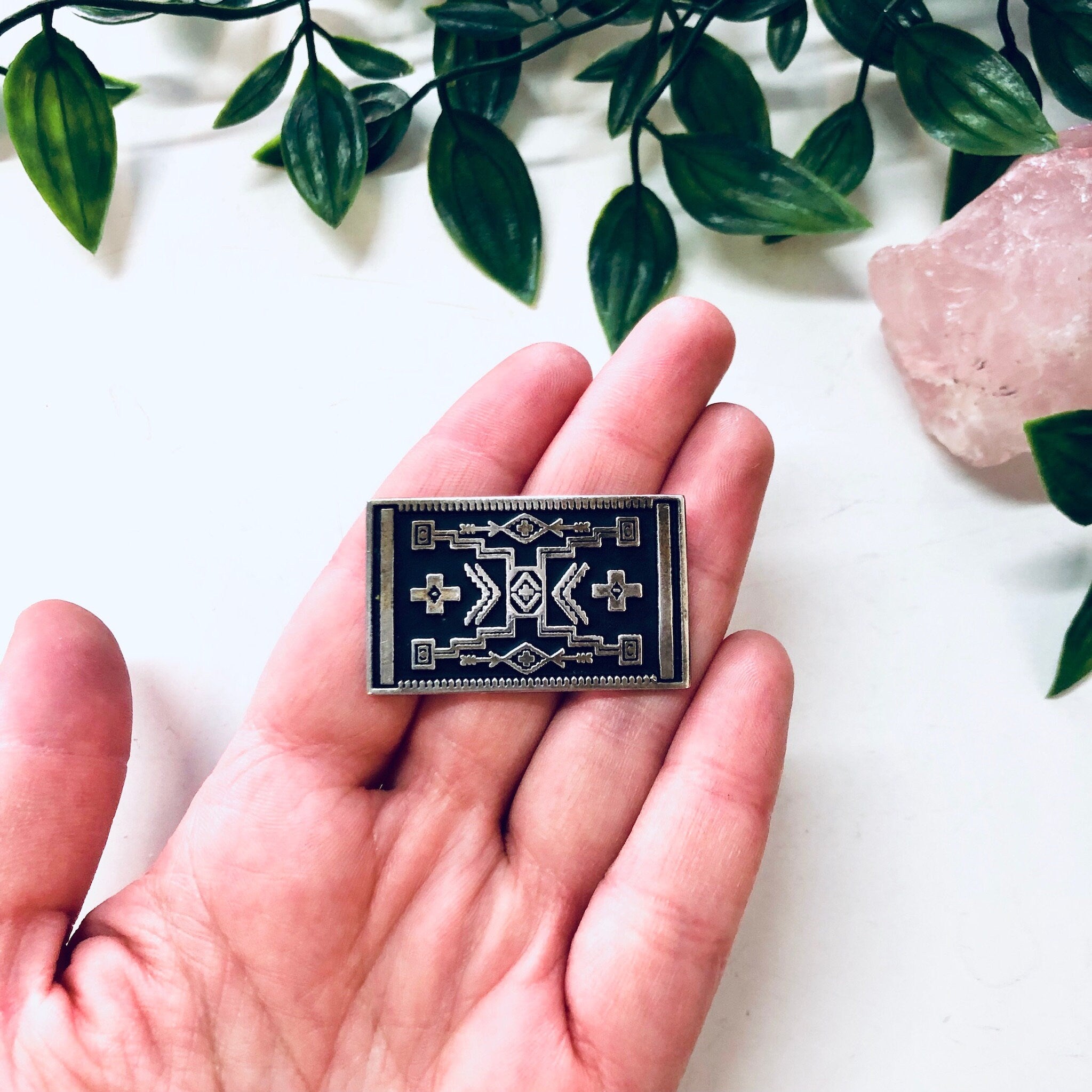 Vintage Brooch, Silver Brooch, Rug Brooch, Geometric Rub Pin, Vintage Pin, Vintage Jewelry, Small Pin, Unique Brooch, Mothers Day Gift, 925