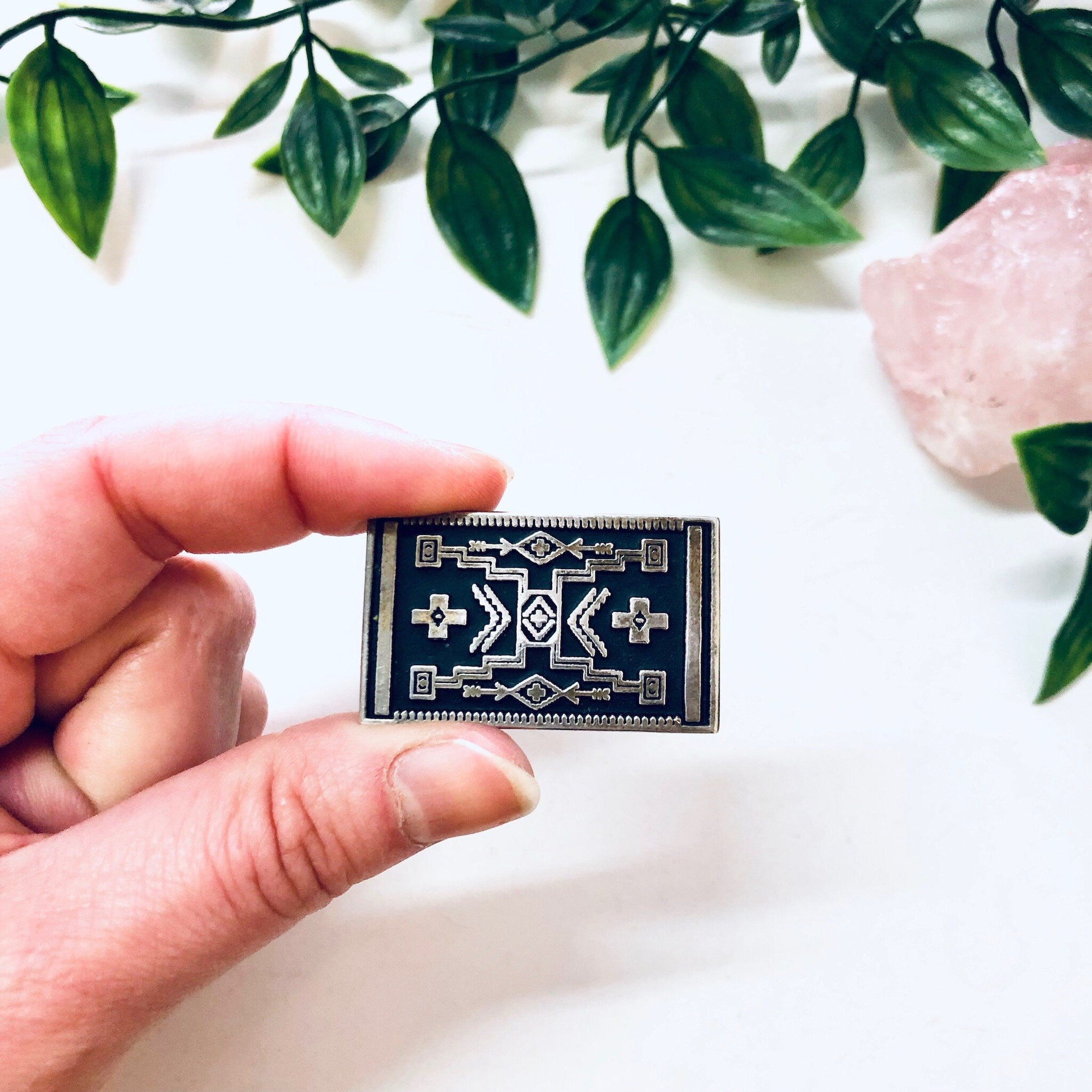 Vintage Brooch, Silver Brooch, Rug Brooch, Geometric Rub Pin, Vintage Pin, Vintage Jewelry, Small Pin, Unique Brooch, Mothers Day Gift, 925