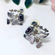 Vintage Earrings, Silver Earrings, Abstract Jewelry, Post Earrings, Pierced Ears, Amethyst Earrings, Unique Jewelry, Vintage Jewelry, 925