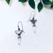 Vintage Silver Earrings, Pyramid Earrings, Quartz Earrings, Vintage Jewelry, Dangle Earrings, Statement Jewelry, Crystal Earrings, Healing