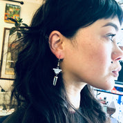 Vintage Silver Earrings, Pyramid Earrings, Quartz Earrings, Vintage Jewelry, Dangle Earrings, Statement Jewelry, Crystal Earrings, Healing