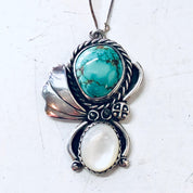 Vintage Silver Earrings, Turquoise Earrings, Mother of Pearl, Green and White, Vintage Jewelry, Green Turquoise, Dangle Earrings, Boho Style