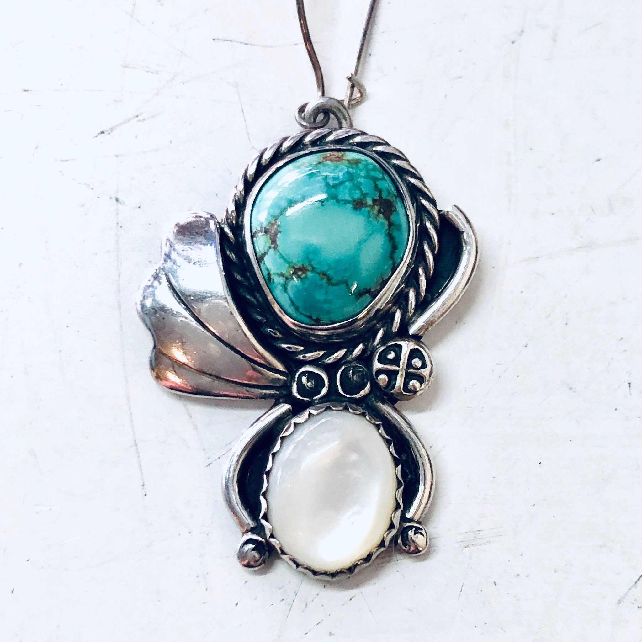 Vintage Silver Earrings, Turquoise Earrings, Mother of Pearl, Green and White, Vintage Jewelry, Green Turquoise, Dangle Earrings, Boho Style