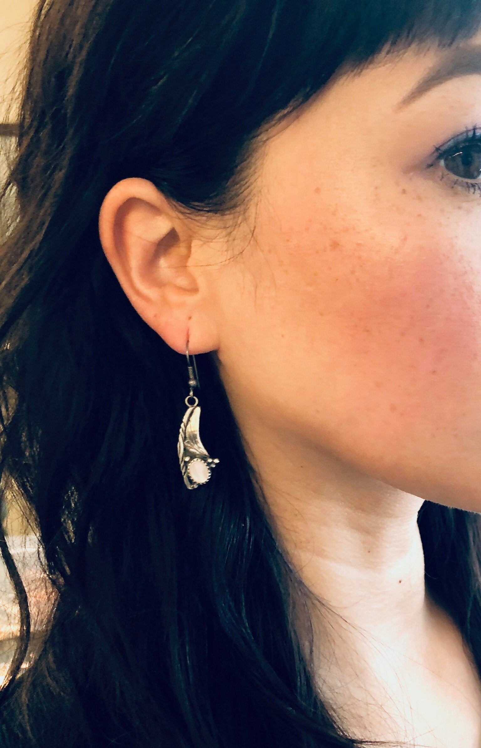 Vintage Earrings, Silver Earrings, Mother Of Pearl, Dangle Earrings, Southwestern Style, Bohemian Jewelry, Vintage Jewelry, Pierced Ears,