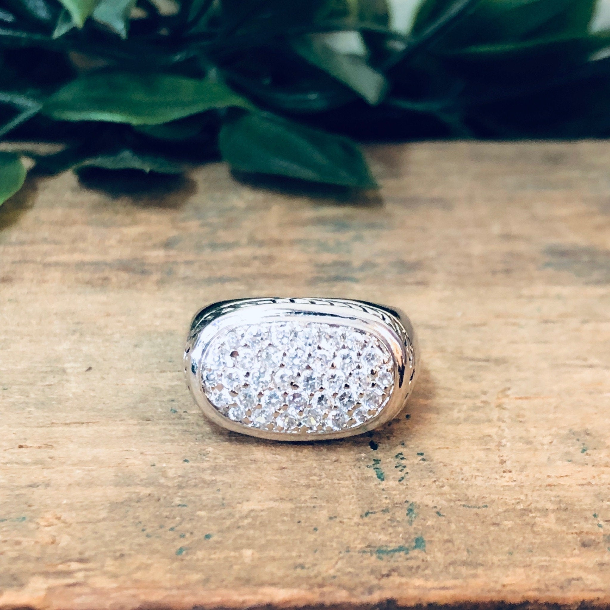 Vintage Silver Ring, Vintage Jewelry, Unique Ring, Faux Diamond Ring, Sparkly Jewelry, Unique Ring, Anniversary Gift, 925 Ring, Rope Design