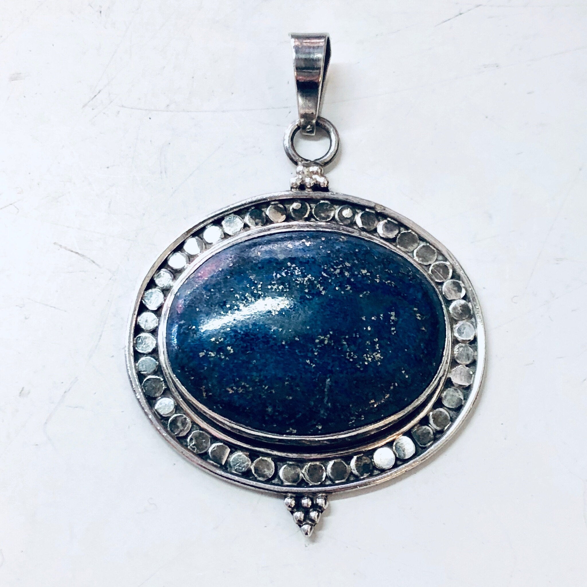 Vintage Silver Pendant, Blue Lapis Pendant, Blue Jewelry, Silver and Blue, Lapis Jewelry, Vintage Necklace, Lapis Lazuli, Vintage Jewelry