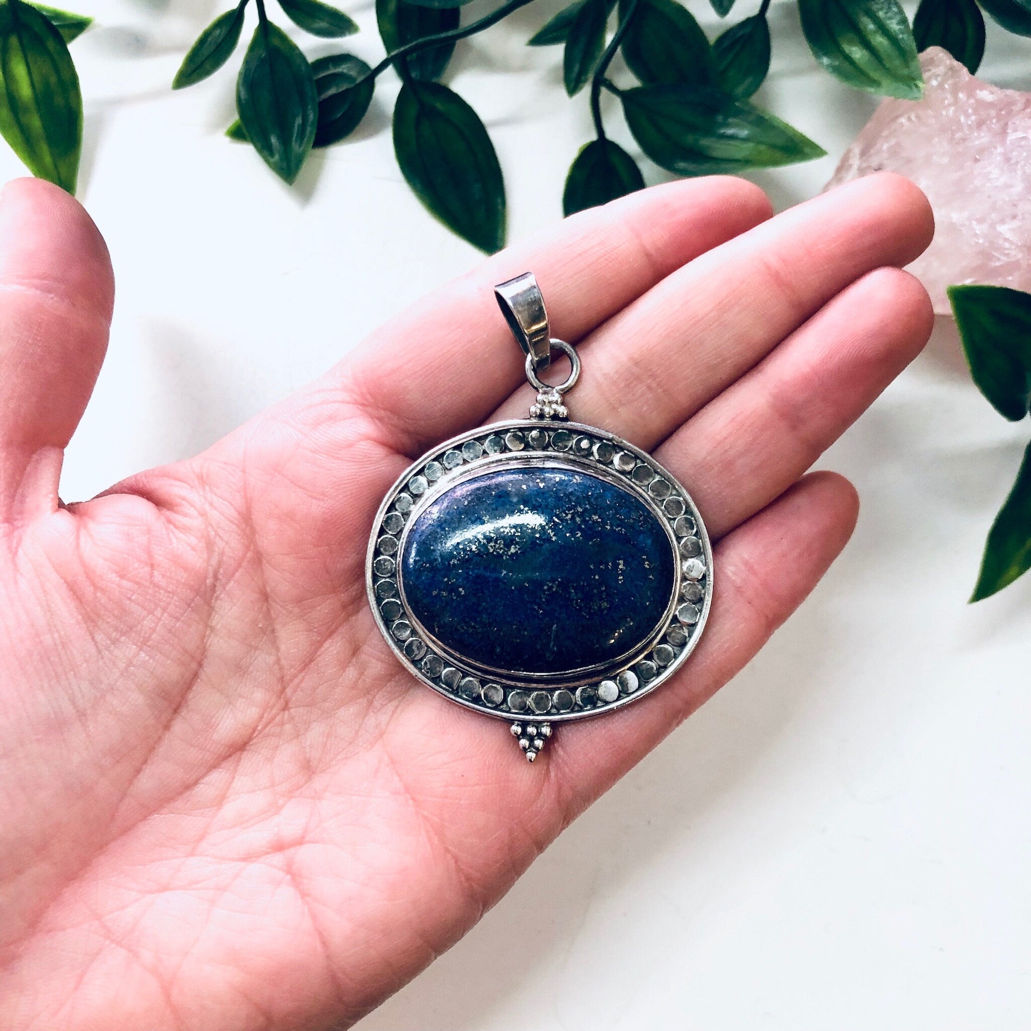Vintage Silver Pendant, Blue Lapis Pendant, Blue Jewelry, Silver and Blue, Lapis Jewelry, Vintage Necklace, Lapis Lazuli, Vintage Jewelry