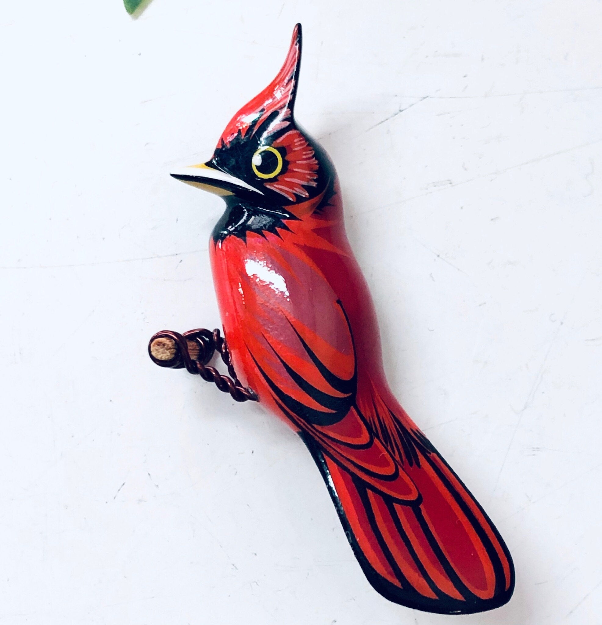 Vintage Brooch, Bird Brooch, Cardinal Pin, Vintage Jewelry, Red Cardinal, Bird Jewelry, Animal Jewelry, Small Pin, Bird Watcher, Perch Bird
