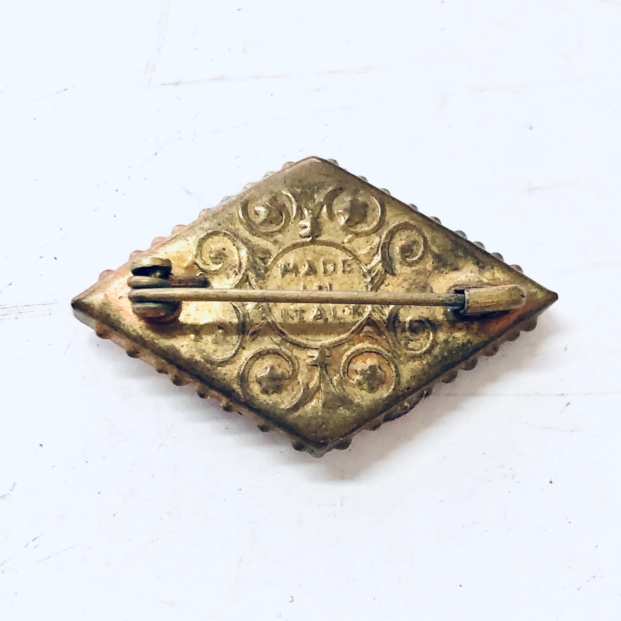 Vintage Brooch, Millefiori Pin, Mosaic Brooch, Vintage Jewelry, Made in Italy, Gold Toned Pin, Vintage Pin, Unique Jewelry, Colorful Pin