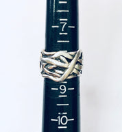 Vintage Ring, Silver Ring, Mother of Pearl, Iridescent Stone, Abstract Jewelry, Thick Band Ring, Unique jewelry, Statement Jewelry, Vintage