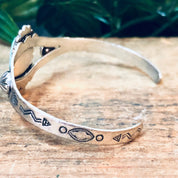 Vintage Bracelet, Silver Bracelet, Cuff Bracelet, Vintage Jewelry, Turquoise Bracelet, Southwestern Jewelry, Stamped Silver, Small Cuff, 925