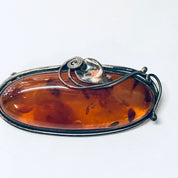 Vintage Brooch, Vintage Pendant, Silver Brooch, Vintage Necklace, Amber Pendant, Amber Jewelry, Vintage Jewelry, Large Brooch, Statement 925