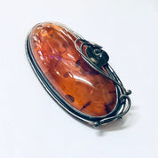 Vintage Brooch, Vintage Pendant, Silver Brooch, Vintage Necklace, Amber Pendant, Amber Jewelry, Vintage Jewelry, Large Brooch, Statement 925