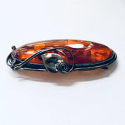 Vintage Brooch, Vintage Pendant, Silver Brooch, Vintage Necklace, Amber Pendant, Amber Jewelry, Vintage Jewelry, Large Brooch, Statement 925