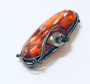 Vintage Brooch, Vintage Pendant, Silver Brooch, Vintage Necklace, Amber Pendant, Amber Jewelry, Vintage Jewelry, Large Brooch, Statement 925