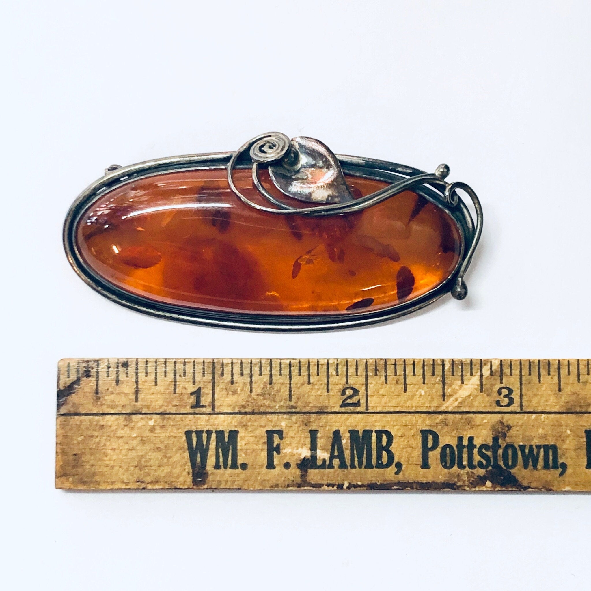 Vintage Brooch, Vintage Pendant, Silver Brooch, Vintage Necklace, Amber Pendant, Amber Jewelry, Vintage Jewelry, Large Brooch, Statement 925